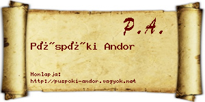 Püspöki Andor névjegykártya