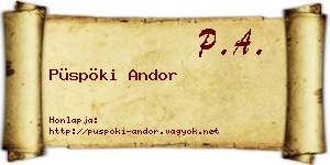 Püspöki Andor névjegykártya